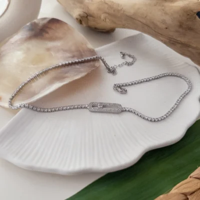 İnce Zirkon Taşlı Marka Su Yolu Choker Kolye