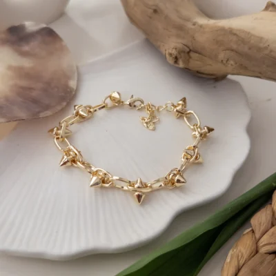 İthal 14K Kaplama Sivri Çıkıntılı Tasarım Zincir Bileklik