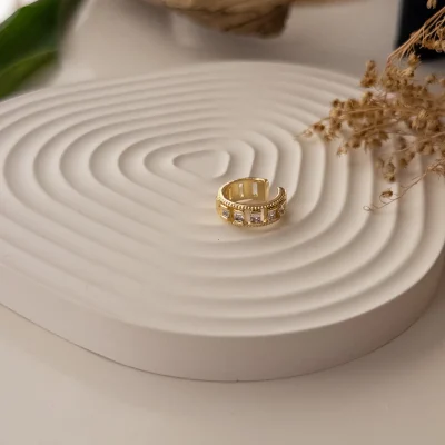 İthal Kare Zirkon Taş Detaylı Earcuff Küpe