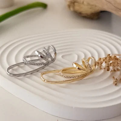 İthal Zirkon Taş İşlemeli Çoklu Tasarım Plaka Earcuff Küpe