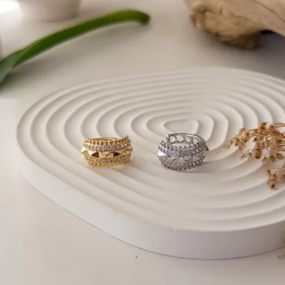 İthal Zirkon Taş İşlemeli Sivri Çıkıntılı Tasarım Earcuff Küpe