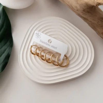 Çelik Altılı Halka Set Küpe