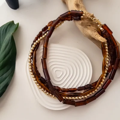 Gold Top Detaylı Çoklu Duran Kemik Kolye