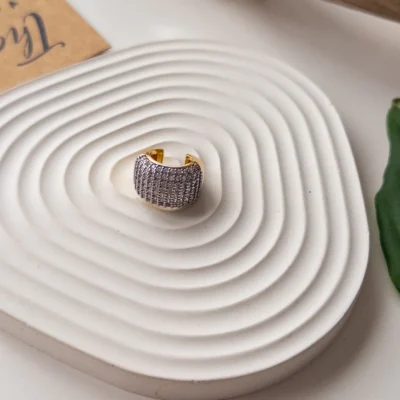 Gömme Zirkon Taşlı Çift Renk İri Boy Earcuff Küpe