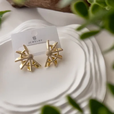 Özel Seri 14K Renk Zirkon Taşı İşlemeli Değirmen Küpe