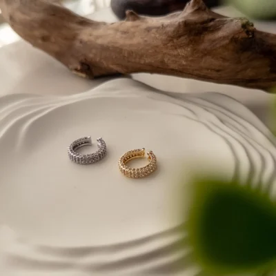 Full Zirkon Taşlı Sıkıştırmalı Earcuff Küpe