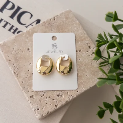 14K Gold Renk Bombe Plaka Tarz Küpe