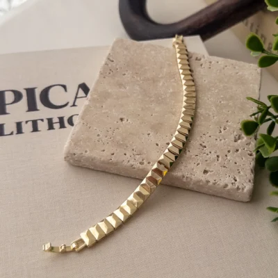 Özel Seri 14K Renk Gold Renk Plakalı Tarz Bileklik