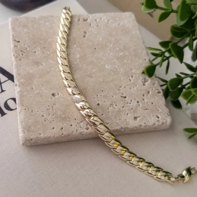 Özel seri Ortası Zirkon Taşlı 14K Renk Plaka Bileklik