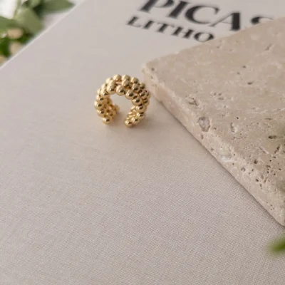 İri Boy Üç Sıra Top Halka Earcuff Küpe