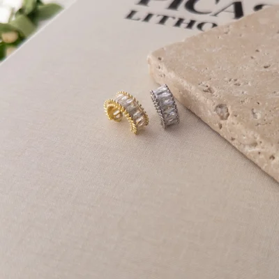 Zirkon Baget Taşlı Halka Earcuff Küpe