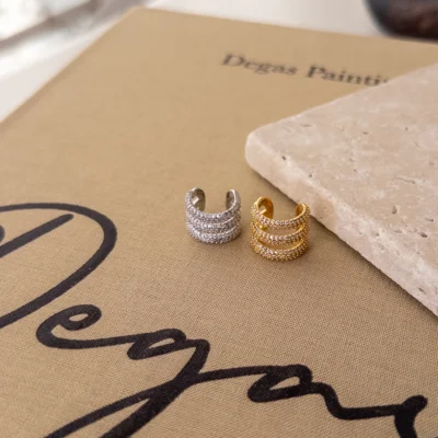 Zirkon Taşlı Üçlü Görünümlü Earcuff Küpe