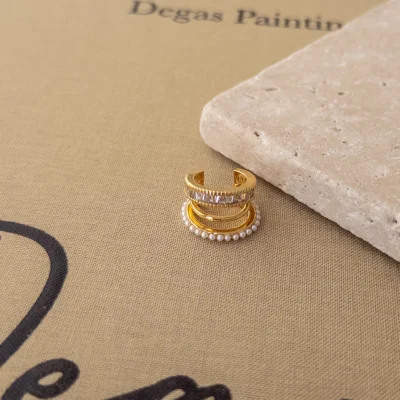 Zirkon Taşlı Ve İncili Çoklu Duran Earcuff Küpe