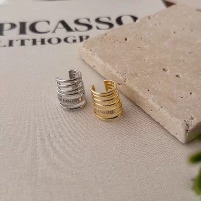 Zirkon Taş Detaylı Uzun Çoklu Görünümlü Earcuff Küpe