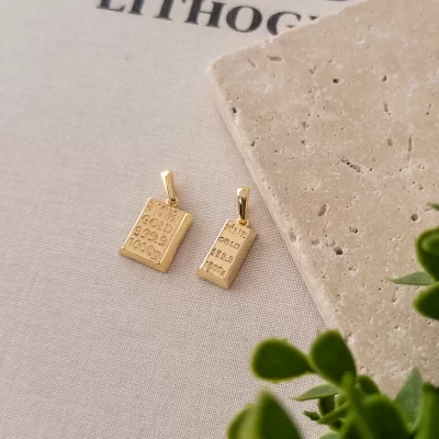 14K Kaplama Gold Renk Külçe Altın Kolye Ucu