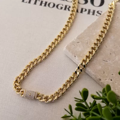 Xp 14K Gold Serisi Kilit Yeri Zirkon Taşlı Gurmet Zincir Kolye