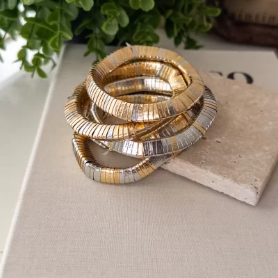 Çift Renk Tasarım Lastikli Beşli Bileklik