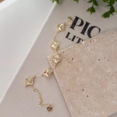 Gold Renk Lazer Kesim Yoncalı Bileklik