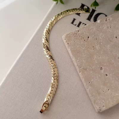 Gold Renk Özel Seri Lazer Kesim İşlemeli Zincir Bileklik