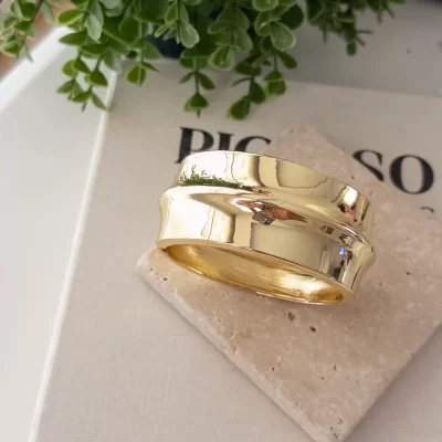 Ortası Çıkıntılı Büyük Boy Yuvarlak Kelepçe Bileklik