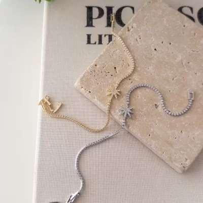 Ortası Figürlü Zirkon Taşlı Zarif Su Yolu Bileklik