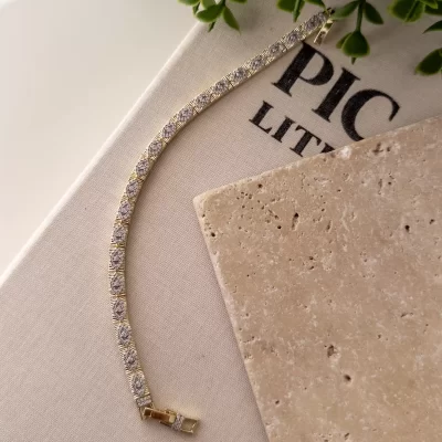 Özel Seri Zirkon Taş İşlemeli Göz Figürlü Çift Renk Tasarım Bileklik