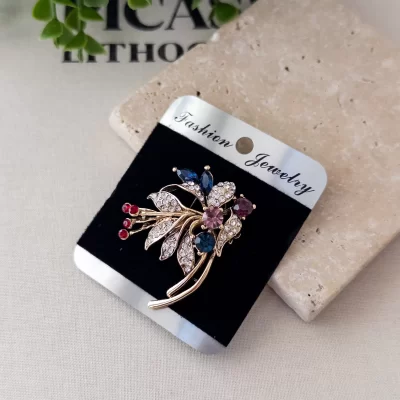 Renkli Taş İşlemeli Broş