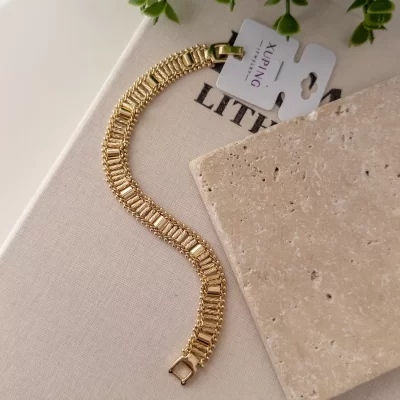 Xp Özel Seri Gold Renk Lazer Kesim İşlemeli Tasarım Bileklik