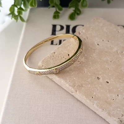 Xp Özel Seri Gold Renk Zirkon Taş İşlemeli Kelepçe Bileklik