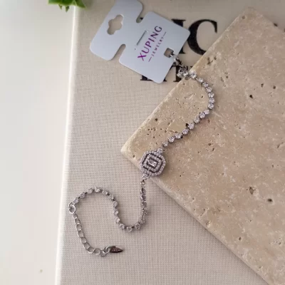 Xp Özel Seri Gümüş Renk Ortası Baget Taşlı Zarif Su Yolu Bileklik