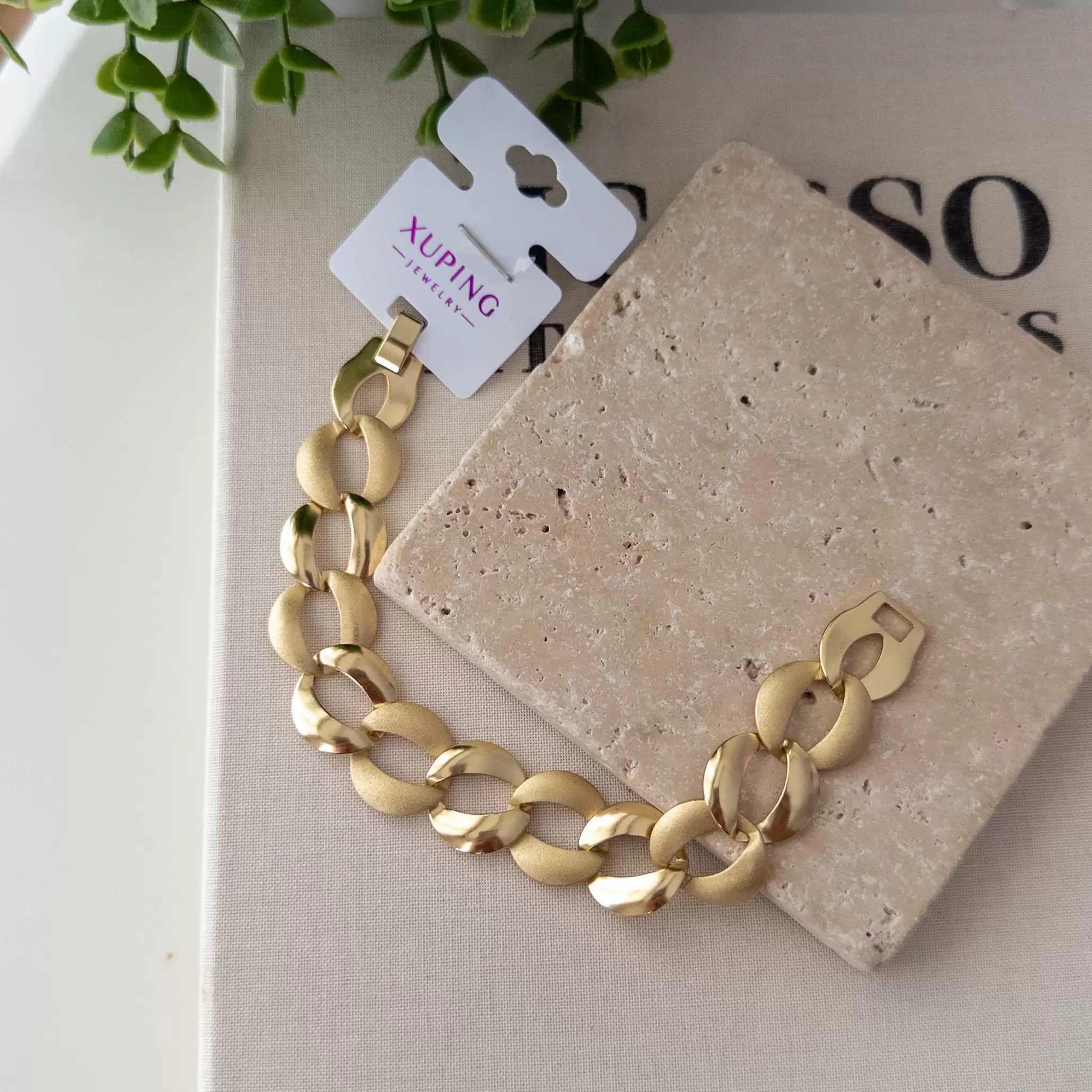 Xp Özel Seri Mat Sarı Büyük Plaka Zincir Bileklik