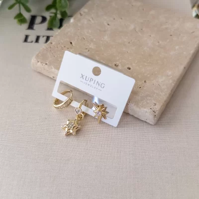 Xp Özel Seri Zirkon Taşlı Yıldız Figürlü Üçlü Kombin Set Küpe