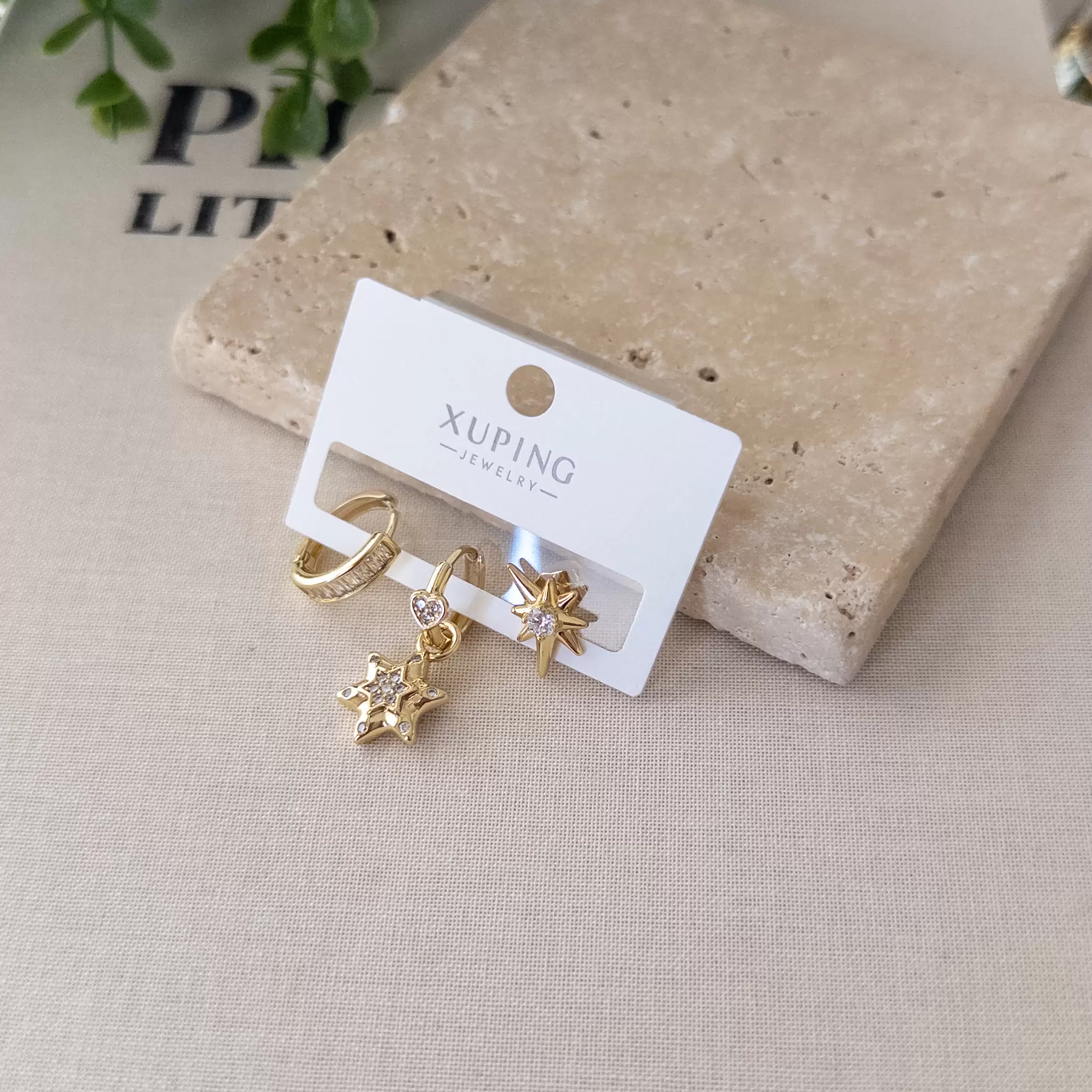 Xp Özel Seri Zirkon Taşlı Yıldız Figürlü Üçlü Kombin Set Küpe