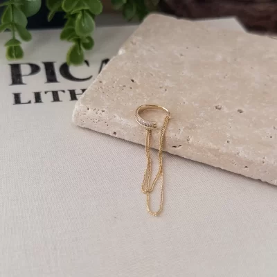 Xp Özel Seri Zirkon Taşlı Zincir Sallantılı Tasarım Zarif Earcuff Küpe