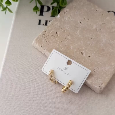 Zirkon Taşlı Küçük Burgu Halka Küpe