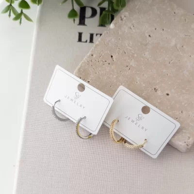 Zirkon Taşlı Orta Boy Halka Küpe