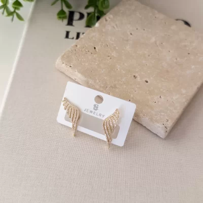 Zirkon Taşlı Tasarım Küçük Kanat Küpe