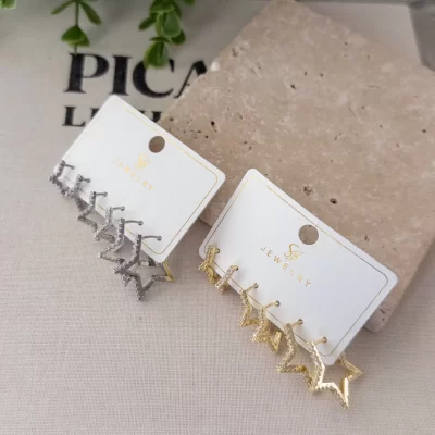 Zirkon Taşlı Yıldız Altılı Kombin Set Küpe