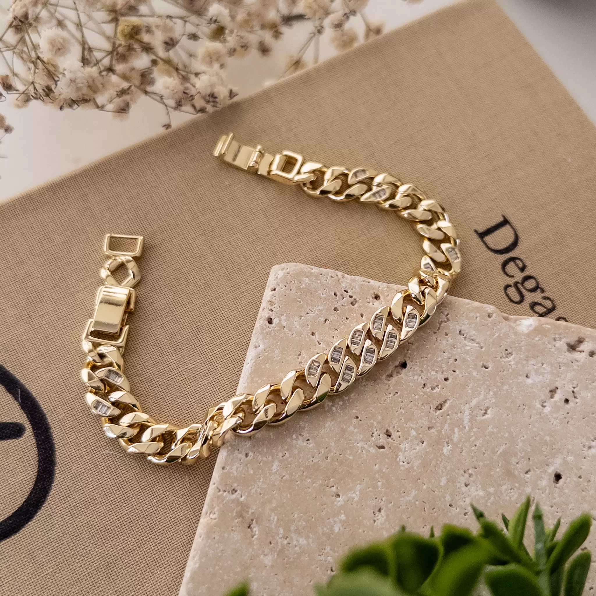 Özel seri Baget Zirkon Taş İşlemeli Gurmet Zincir Bileklik