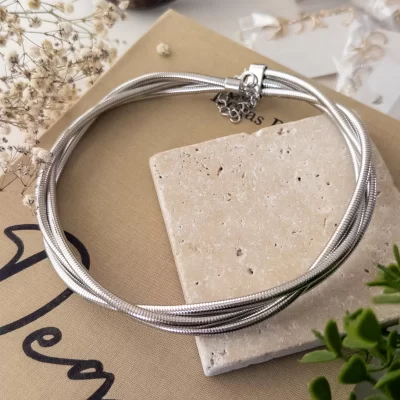 Tasarım Gümüş Renk Çoklu Burgu Zincir Kolye