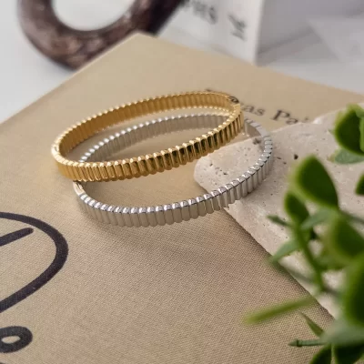 Tırtıklı Çelik Kelepçe Bileklik