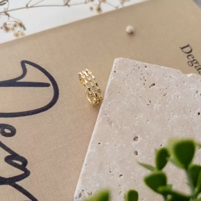 Zirkon Taş İşlemeli Altı Açık Ayarlanabilir Üçlü Zarif Tasarım Yüzük