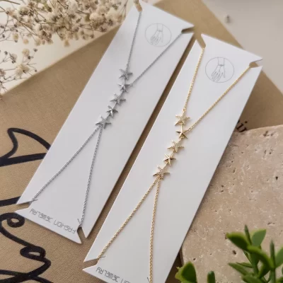 Zirkon Taş İşlemeli Yıldız Figürlü Zarif Tasarım Şahmeran