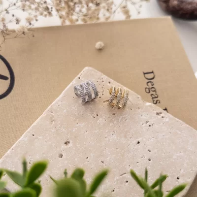 Zirkon Taşlı Üçlü Halka Earcuff Küpe