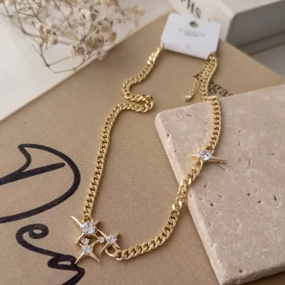 Özel Seri Zirkon Taşlı KutupYıldızı Figürlü Tasarım Zincir Kolye