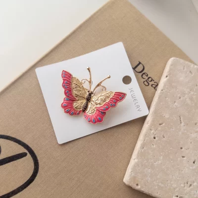 Renkli Mineli Kelebek Broş