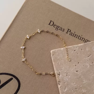 Elips Zirkon Taşlı Zarif Zincir Bileklik