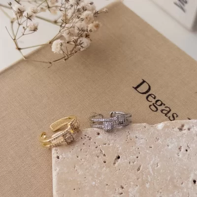 Zirkon Baget Taşlı İkili Alttan Ayarlanabilir Yüzük