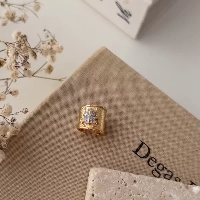 Zirkon Taş İşlemeli Böcek Figürlü Tasarım Plaka Earcuff Küpe