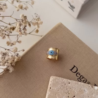 Zirkon Taş İşlemeli Göz Figürlü Tasarım Plaka Earcuff Küpe